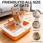 Topika Cat Litter Box with Scoop, Top Open, Easy Clean| Orange