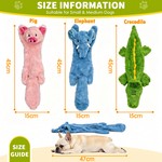 Topika No-Stuffing Plush Squeaky Dog Toy Set, Crinkle Paper Tails 3-Pack