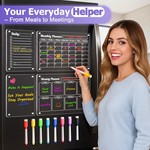 Topika - Magnetic Planners Fridge Weekly Planner, 4 Pcs Acrylic Boards