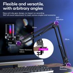 Topika - Gaming Microphone Set with Boom Arm, USB RGB for PC Mac PS5