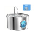 TopikaPet - Quiet Pet Water Dispenser, 3.2L Stainless Steel Cat Fountain