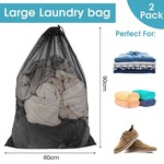 Topika Mesh Laundry Bag, Large Drawstring Travel Bag For Clothes, 2 Piece