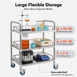 Topika - Storage Trolley On Wheels, 3-Tier Stainless Steel Utility Cart