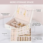 TopikaHome - PU Leather Jewelry Organizer Box, 2 Layer Jewelry Box Storage