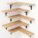 Topika Corner Floating Shelf, Brown solid Wood Wall Mounted Shelf