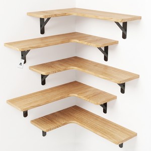 Topika Corner Floating Shelf, Brown solid Wood Wall Mounted Shelf