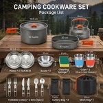 Topika Larger 21pcs Camping Cookware Set for 2, Outdoor Cooking & Picnics