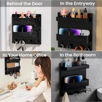 Topika Bedside Wall Organizer Shelf with hooks for Phone & Small Essentials