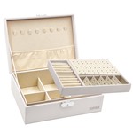 TopikaHome - PU Leather Jewelry Organizer Box, 2 Layer Jewelry Box Storage