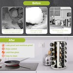 Topika - Stainless Steel Rotating Spice Rack with 20 Glass Jars & Label Set
