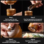 Topika Wooden Salt and Pepper Grinder Set with Tray, 8/10 Inch, 2 per set