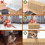 Topika-Cord Organiser Box Rattan Style Cable Management Box for Desk & Home