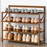 TopikaHome - Foldable Bamboo Shoe Rack, 4/5-Tier Wooden Shoe Organiser 70cm