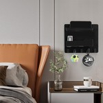 Topika Bedside Wall Organizer Shelf with hooks for Phone & Small Essentials
