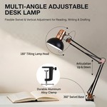 Topika LED Clamp Desk Lamp, Long Arm Foldable Metal Table Lamp For Reading