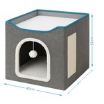TopikaPet - Foldable Cat Bed with Scratch Pad & Toy, Cozy Indoor Cat House