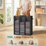 Topika 195L 3 Compartment Laundry Sorter with Removable Washable Bags & Lid