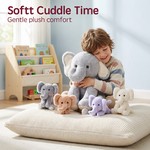 5-in-1 Plush Elephant Stuffed Animal Set, 4 Babies Tucked Inside
