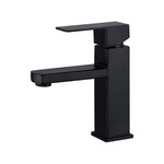 Square Short Basin Mixer With Hose Matte Black (Tall: 17.5cm)