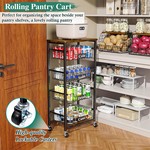 TopikaHome- 4-Tier Kitchen Fruit Basket Cart with Pull-Out Storage Bins
