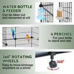 Topika Large Bird Cage With Wheels and Slide-Out Trays, 116CM Tall
