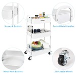 Topika - 3-Tier Rolling Metal Storage Cart, Mobile Utility Organizer
