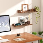 Topika - Wall Shelves Floating Shelf Set, 6pcs Mounted Wood Storage Racks