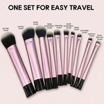 Topika 10 Pieces Makeup Brushes With LED Light & Mirror Pink Pocket Mirror
