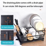 Topika - 1/2-Tier Dish Drying Rack, Drainboard & Drain Pipe, Utensil Holder