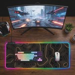 Topika - Mouse Pads RGB Mouse Mats, XL Mouse Pad Laptop Desk Mat Gold Lines