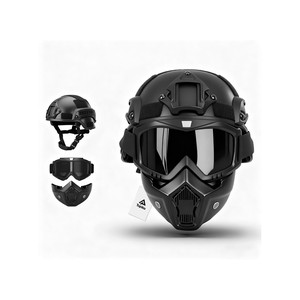 Topika Tactical Helmet with Detachable Face Cover ABS Shell Anti-Fog Goggle