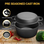 Topika 4.7L Enamel Cast Iron Dutch Oven, 2-in-1 Design with Frying Pan Lid