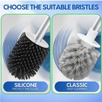TopikaHome-Silicone Toilet Bowl Brush and Holder Set with Hair Tweezer Clip