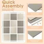 Topika 2.5CMFoam Mat Kids Thick Play Mats&Wipeable Play Mat Puzzle 12pieces