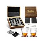 Topika Whiskey Stones And Glass Gift Set With Sculpted Crystal Tumblers