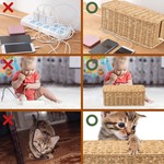 Topika Rattan Cable Management Box With Lid For Neat Cable Home Storage