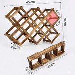 Topika Wooden Wine Rack 10 Bottle Countertop Holder, Freestanding Foldable