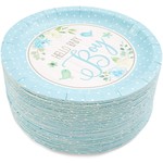 Hello Baby Boy/Girl 7" Paper Party Plates, Sturdy and Disposable - 80 Pack