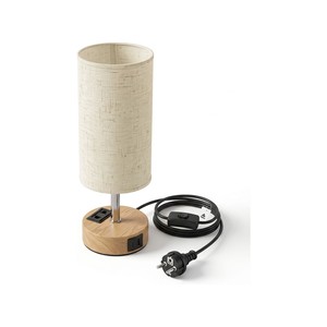 Topika - Touch Desk Lamp With USB Ports, AC Outlet And Wood Grain Base
