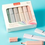 ZEYAR - 12 Cream Colour Highlighter Pen Set, Single Precise Chisel Tip