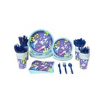 144pcs Science Party Supplies with Paper Party Plates Cups Napkins Cutlery
