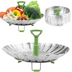 Topika - Vegetable Steamer Basket Stainless Steel, Folding Steaming Basket