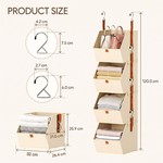 Topika 4 Tier Hanging Closet Organizer with 4 Bins & 8 Hooks
