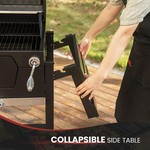 Topika Outdoor Charcoal Braai Grill & Dual Side Tables, Hooks, Thermometer