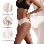 Lekkon 3/6 Pack Lace Brazilian Women Panties, Silky Microfiber Underwear