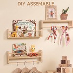 Topika 4 Piece Kids Nursery Floating Bookshelves With Beaded Rails