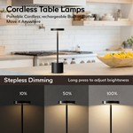 Topika - Cordless Rechargeable LED Table Lamp, Touch Dimmable 34cm, Black
