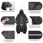 Topika - Rain Coat Poncho, Rain Jacket, Mens Rains Coats, Reflective Black