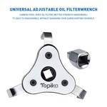 Topika Universal Adjustable Oil Filter Wrench Tool 6.3-11.4cm, 3-Jaw Design
