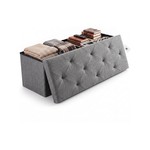 Topika Large Ottoman Storage Box Foldable Box Bench with dark grey lid
